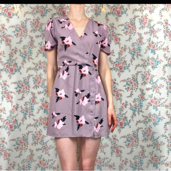 🐦- Leith sz S Dusky Light Purple Quail Cherry Blossom Dress - Picture 6 of 9